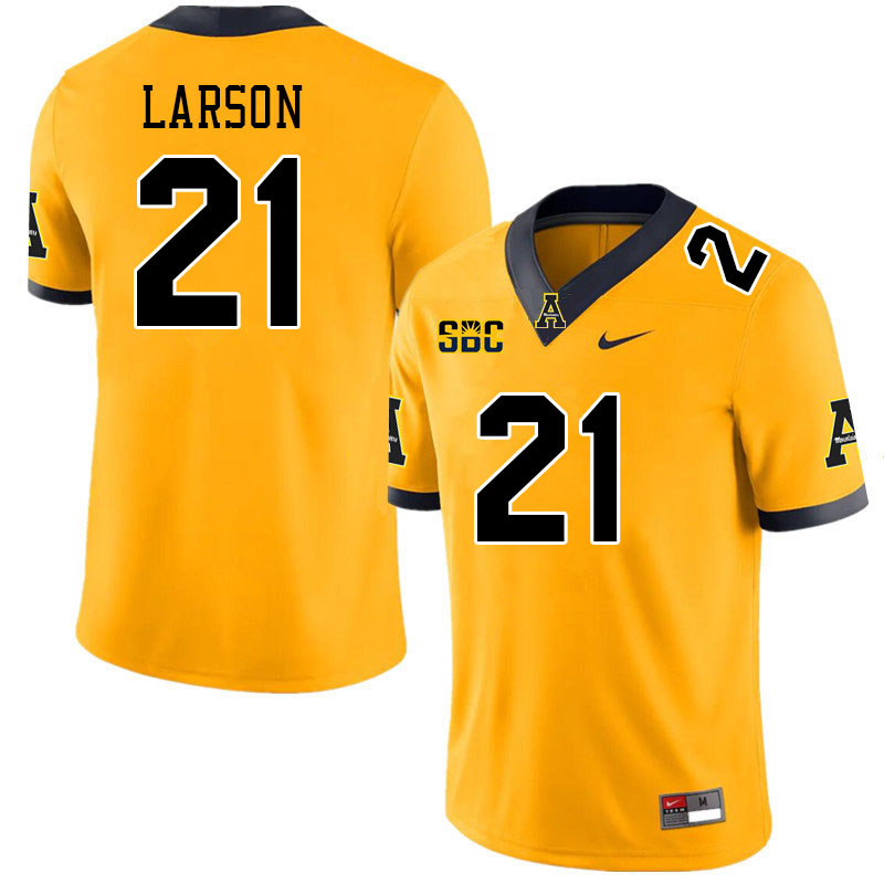 Men #21 Reece Larson Appalachian State Mountaineers College Football Jerseys Stitched Sale-Gold